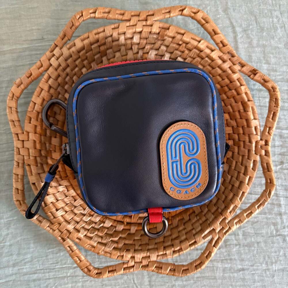 Coach Square Hybrid Pouch in Colorblock Leather with Coach Patch